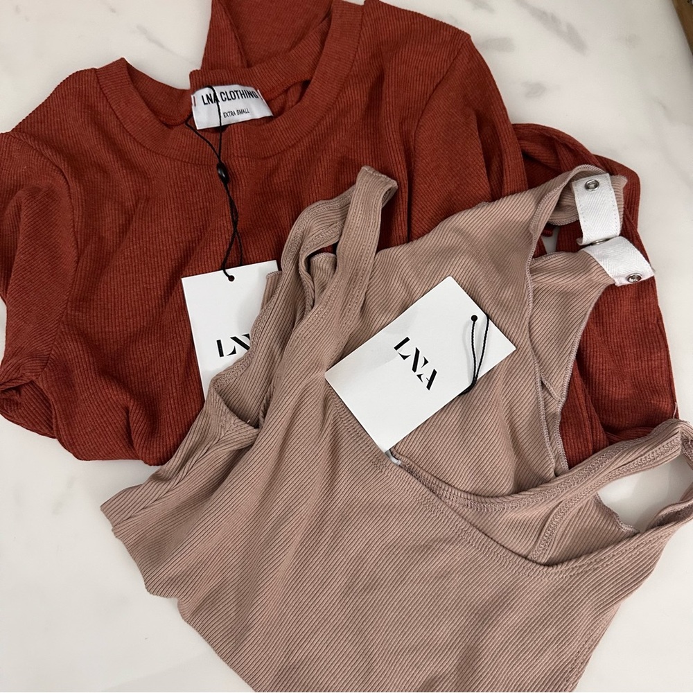 NWT LNA bundle tops bodysuit and long sleeve top‎ size x small